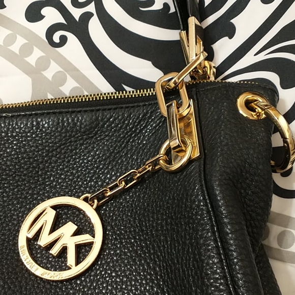 Michael kors black leather golden embellishments large - Picture 2 of 15